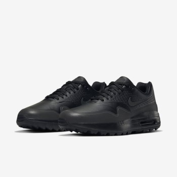 Nike Air Max 1 G - Férfi Golf Cipő - Fekete/Metal Titán/Fekete